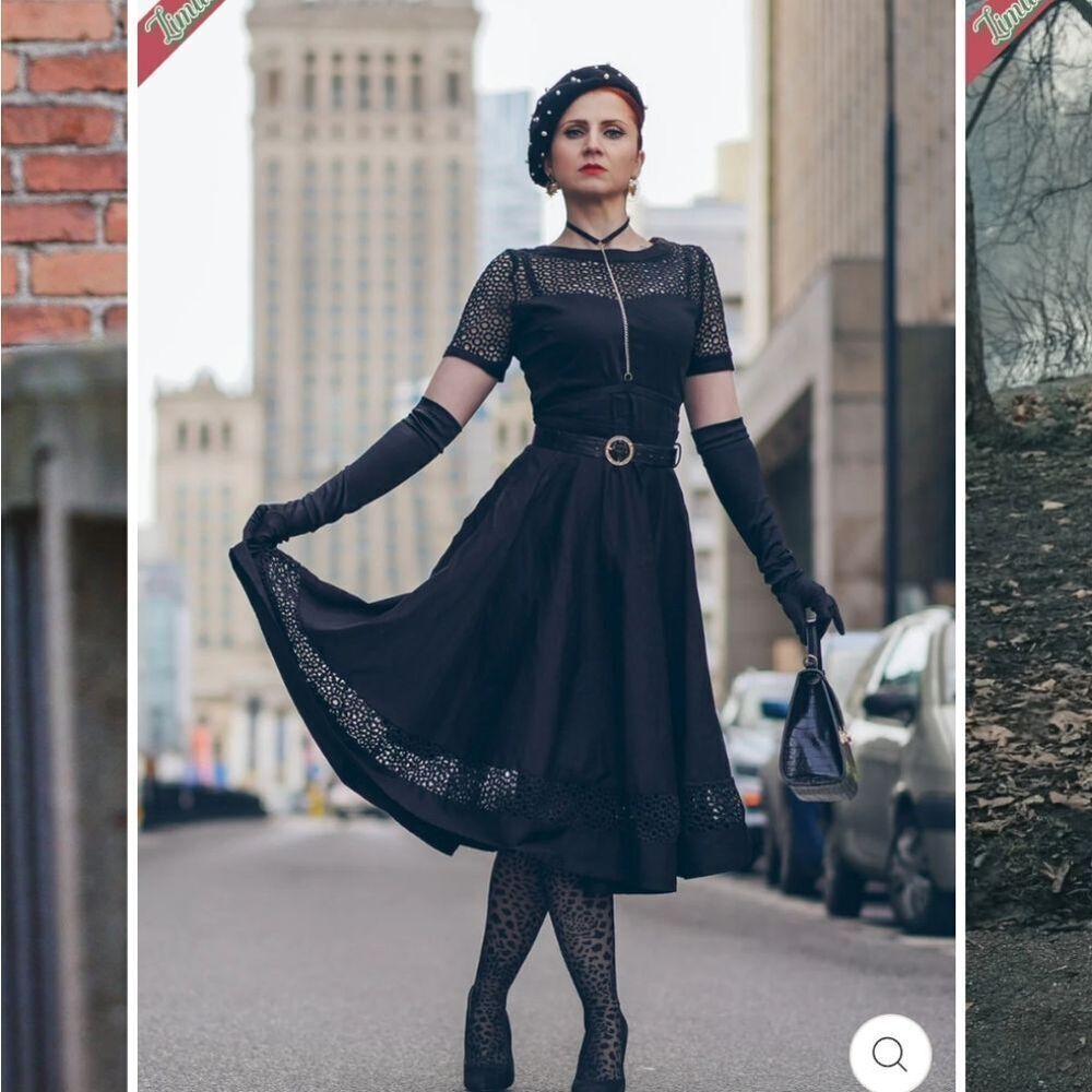 NWT Dolly And Dotty Tess Sleeved Formal Lace Midi Dress Black A-Line Retro Sz 22 - Picture 9 of 16